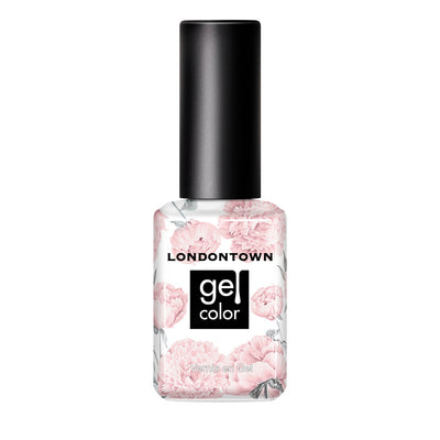 The LONDONTOWN Macaroon at Noon Gel Color nail polish, featuring a floral label and a sleek black cap, exudes delicate charm. Its enchanting powder pink hue adds pastel elegance to any manicure collection.