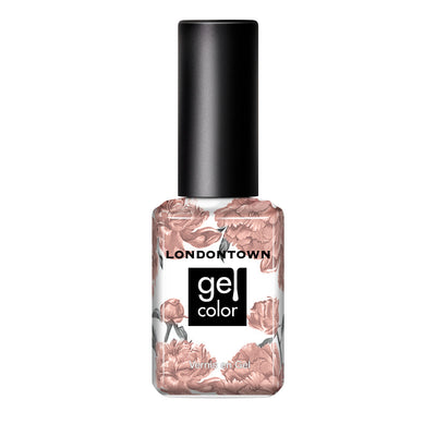 LONDONTOWN's Rose Latte gel nail polish features a floral design and offers a warm pink beige hue, reminiscent of a delicate latte swirl.